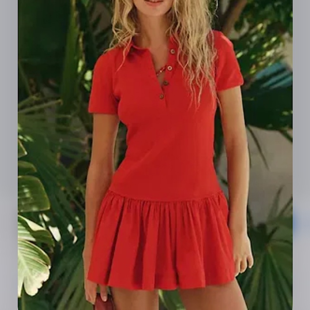Free People Free-est Collection Red Classic Charm Polo Inspired Mini Dress NWT M - Picture 9 of 15